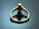 S&uuml;ddeutsch um 1900! Historischer Ring mit Diamant Rosen aus Gold 750