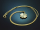 Around 1980! Lucky clover pendant with chain made of 585 gold