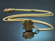 Around 1980! Lucky clover pendant with chain made of 585 gold