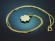 Around 1980! Lucky clover pendant with chain made of 585 gold