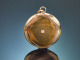 Um 1900! Historischer Medaillon Anh&auml;nger mit Altschliff Diamant aus Gold 585