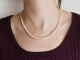 Circa 1950! Delicate Akoya cultured pearl necklace with diamond clasp, 750 white gold