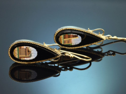 Um 1890! Seltene historische Mikromosaik Ohrringe aus...