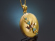 Wien um 1890! Historischer Medaillon Anh&auml;nger/ Brosche mit T&uuml;rkis aus Gold 585