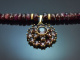 M&uuml;nchen um 1970! Sch&ouml;ne Granat Trachten Collier Kette mit vergoldetem Silber