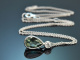 Feiner gr&uuml;ner Edelberyll Diamant Anh&auml;nger mit Kette aus Wei&szlig;gold 750