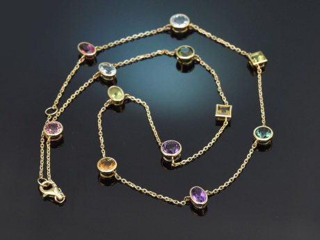 Aus unserer Werkstatt! Edelstein Collier mit Aquamarin Peridot Turmalin aus Gold 585