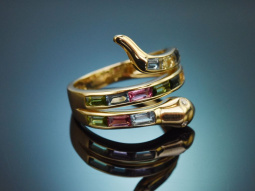 Wundervoller Schlangen Ring mit Aquamarin Turmalin Topas...