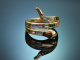 Wundervoller Schlangen Ring mit Aquamarin Turmalin Topas und Diamanten aus Gold 585