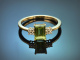 Fresh Green! Sch&ouml;ner Peridot Ring mit Diamanten aus Gold 585