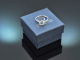 Delicate aquamarine ring with diamonds in 585 white gold