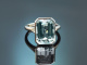 Square Blue! Sleek aquamarine ring in 585 white gold