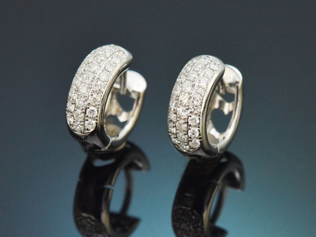 Elegant pav&eacute;-set diamond hoop earrings in 750 white gold