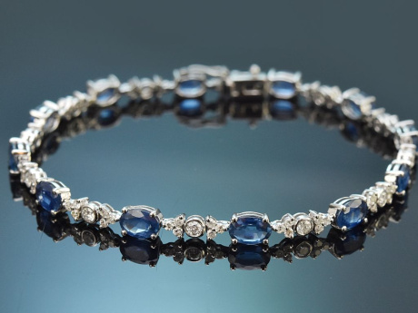 Edles klassisches Saphir Diamant Armband aus Wei&szlig;gold 750