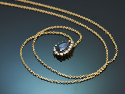 Zartes klassisches Saphir Collier mit Diamanten aus Gold 750