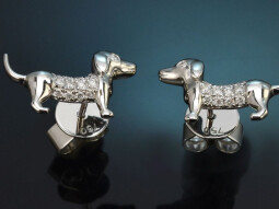 Kleiner Dackel! Ohrringe mit Diamanten aus Wei&szlig;gold...