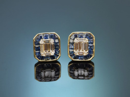 Hochwertige edle Diamant Saphir Ohrringe aus Gold 750