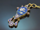 Italy around 1870! Delicate micro mosaic pendant with 333 gold chain and gold-plated silver