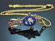 Italy around 1870! Delicate micro mosaic pendant with 333 gold chain and gold-plated silver