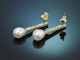 Circa 1910! Stunning Old European Cut diamond earrings with pearls in 14-carat gold and platinum