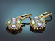 Italy, circa 1910! Charming micro-mosaic earrings in 333 gold and gold-plated tombac