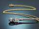 Around 1915! Beautiful aquamarine diamond pendant with chain made of 585 gold and platinum
