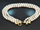 Classy Pearls! Elegant three-strand cultured pearl necklace with clasp in 925 gold-plated silver