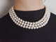 Classy Pearls! Elegant three-strand cultured pearl necklace with clasp in 925 gold-plated silver