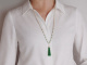 Green Tassel! Lange Perlenkette mit abnehmbarer Smaragd Diamant Quaste aus Wei&szlig;gold 750 und 585