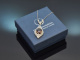 S&uuml;ddeutsch um 1910! Collier mit r&ouml;tlichem Zirkon und Diamanten aus Gold 585 und Platin