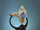 S&uuml;ddeutsch um 1910! Feiner Ring mit Ceylon Saphir und Diamanten aus Gold 585 und Platin