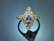 S&uuml;ddeutsch um 1910! Feiner Ring mit Ceylon Saphir und Diamanten aus Gold 585 und Platin