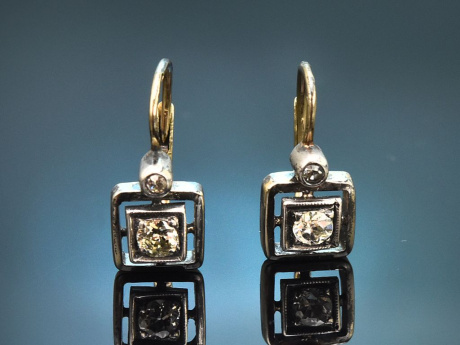 Wien um 1900! H&uuml;bsche Diamant Dormeuse Ohrringe aus Gold 585