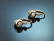 Wien um 1910! Schlichte Diamant Dormeuse Ohrringe aus Gold 585 und Platin