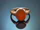 Vienna circa 1930! Beautiful simple carnelian signet ring in 585 rose gold