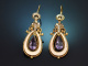 Munich circa 1890! Rare earrings with amethysts and seed pearls set in 14-carat gold