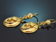 Wien um 1880! Sp&auml;tbiedermeier Ohrringe mit Saatperlen aus Gold 585