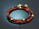 Red Blossom! 2reihiges Fancy Armband mit Granat Achat und Karneol aus Silber 925 vergoldet