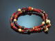 Red Blossom! 2reihiges Fancy Armband mit Granat Achat und Karneol aus Silber 925 vergoldet