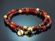 Red Blossom! 2reihiges Fancy Armband mit Granat Achat und Karneol aus Silber 925 vergoldet