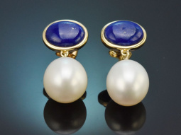 From our workshop! Delicate earrings featuring lapis...