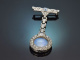 Circa 1930! Pretty Art Deco opal brooch with marcasite in silver