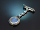 Circa 1930! Pretty Art Deco opal brooch with marcasite in silver