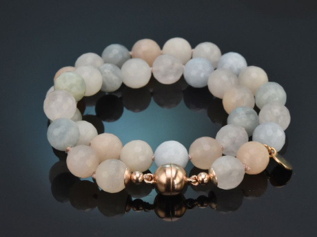 Aus unserer Werkstatt! Aquamarin und Morganit Armband mit Silber 925 ros&eacute;vergoldet