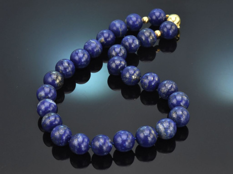 Aus unserer Werkstatt! Sch&ouml;ne Lapislazuli Kette mit vergoldeter Schlie&szlig;e aus Silber 925