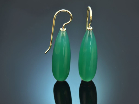 Aus unserer Werkstatt! Chrysopras Tropfen Ohrringe aus Gold 585