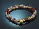 Velvet Gold! Gemstone bracelet made from red and grey agate, garnet and gold-plated 925 silver