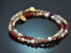 Velvet Gold! Gemstone bracelet made from red and grey agate, garnet and gold-plated 925 silver