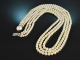 Around 1960! A exquisite 3-strand long Akoya pearl necklace in a gradient of 585 gold