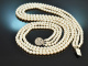 Around 1960! A exquisite 3-strand long Akoya pearl necklace in a gradient of 585 gold